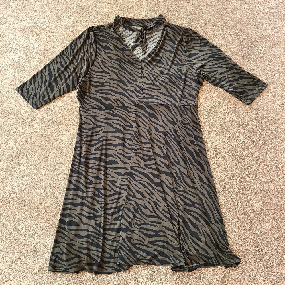 ELOQUII Elements Zebra Print Fit and Flare Dress - Picture 5 of 15